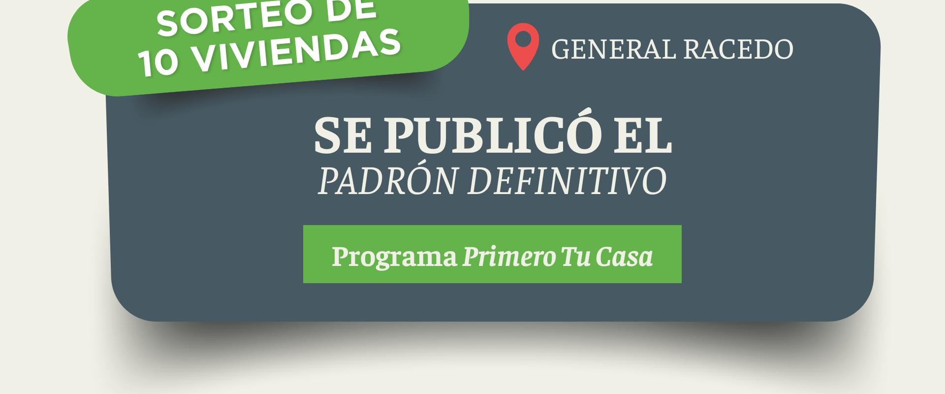 Padrón definitivo para el sorteo de 10 viviendas en Racedo